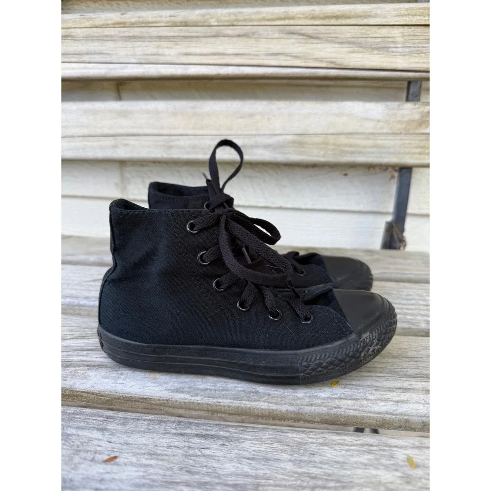 Converse Chuck Taylor All Star High Top Black Monochrome Youth Sneakers Size 1Y
